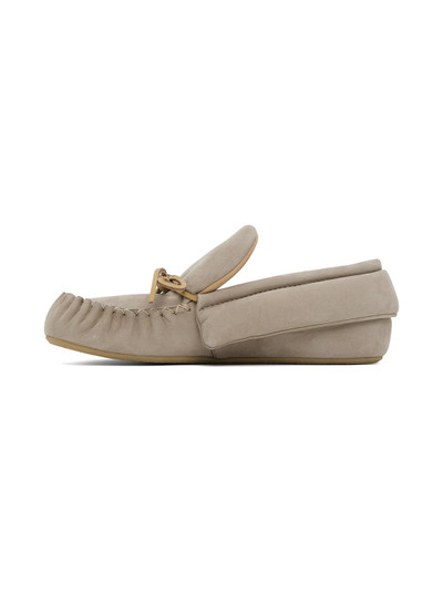 JW Anderson Taupe Suede Moc Loafers outlook