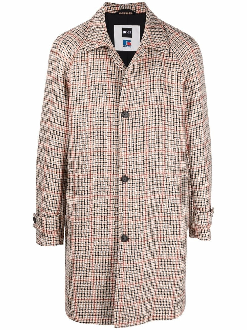 x Russell Athletic single-breasted houndstooth motif coat 1