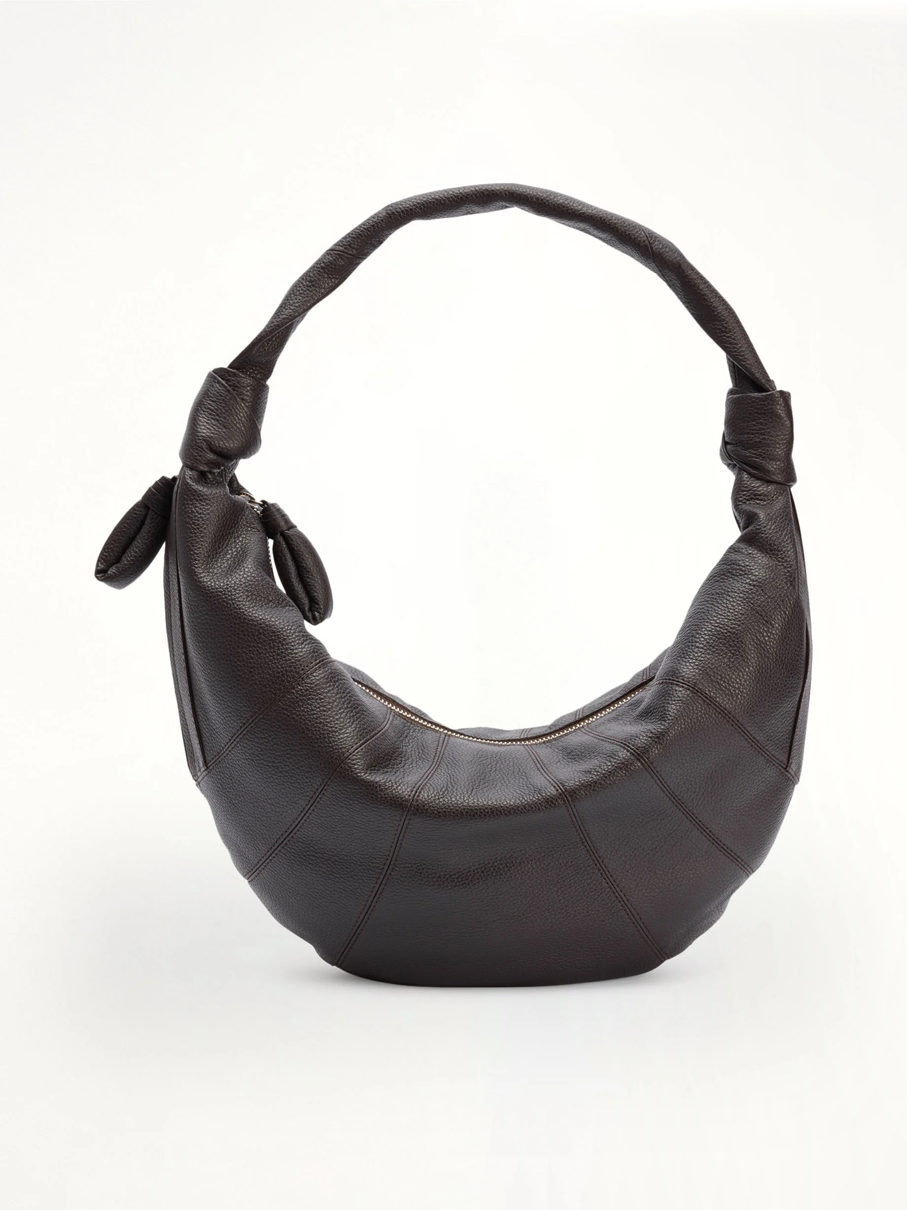 Grained Fortune Croissant Bag in Dark Chocolate - 1