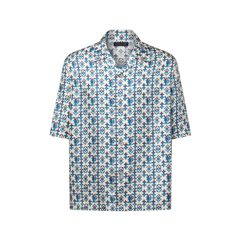 Monogram Printed Silk Short-Sleeved Shirt 1
