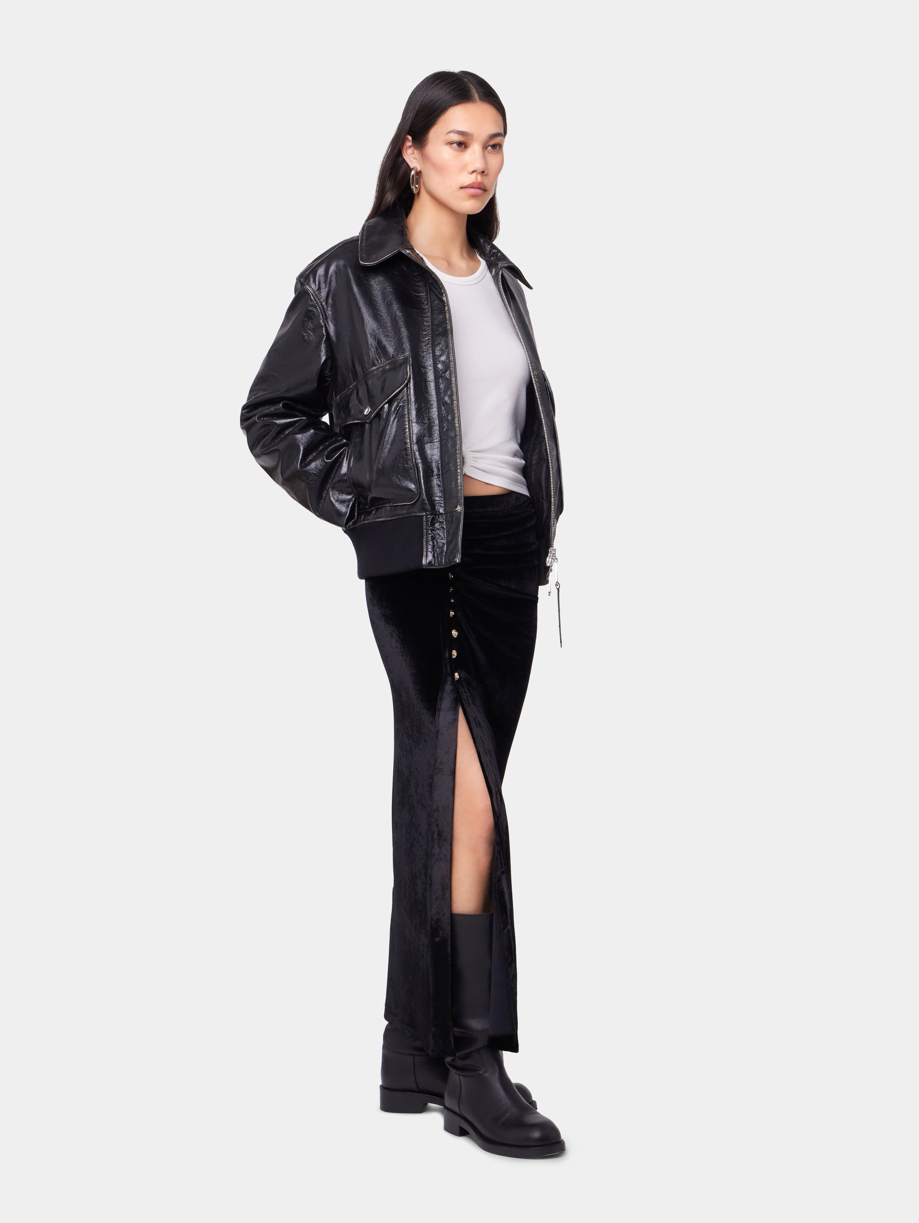 BLACK AVIATOR BLOUSON JACKET IN LEATHER - 3