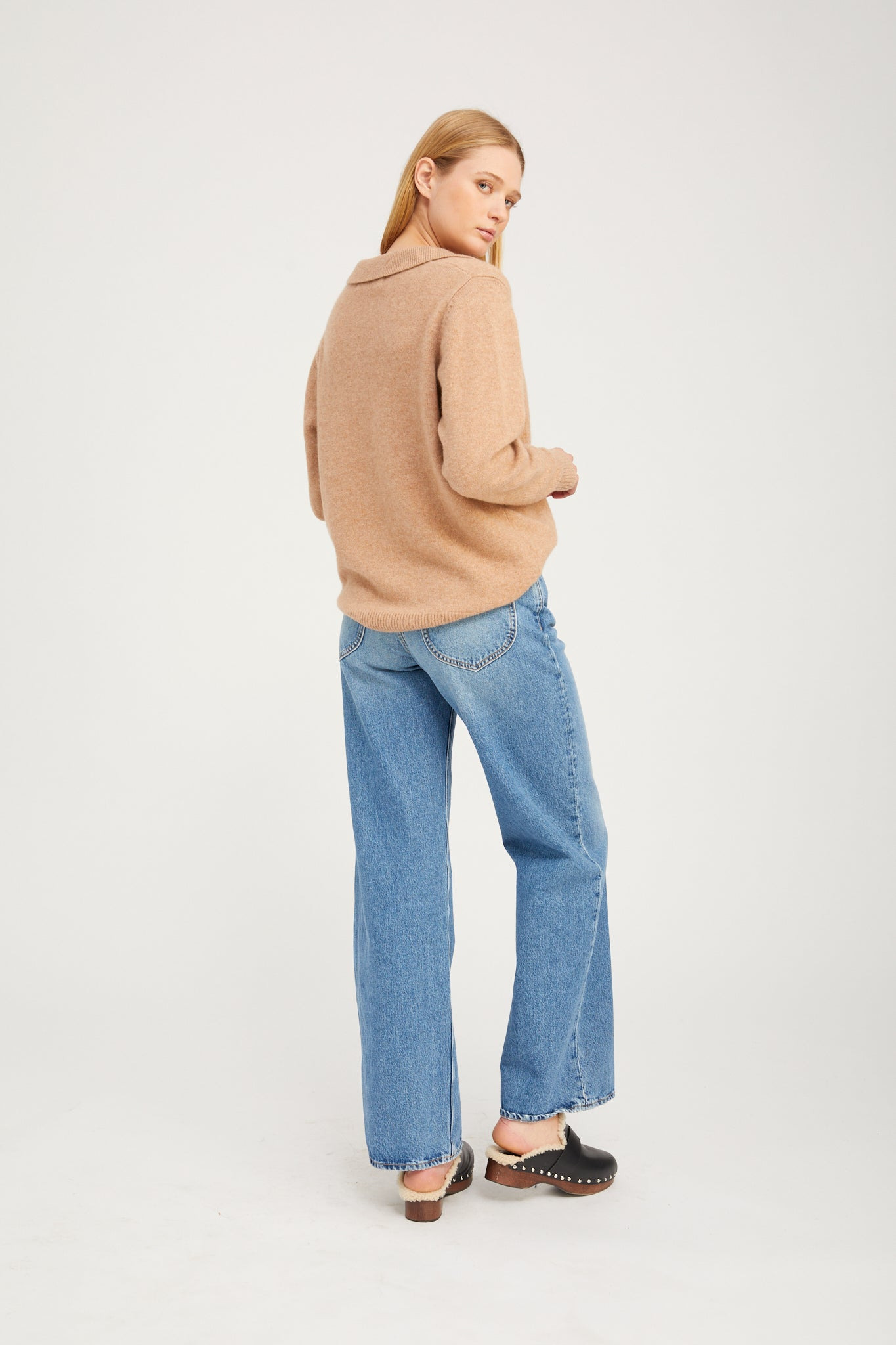 ALMONDINE CASHMERE POLO SWEATER - 5