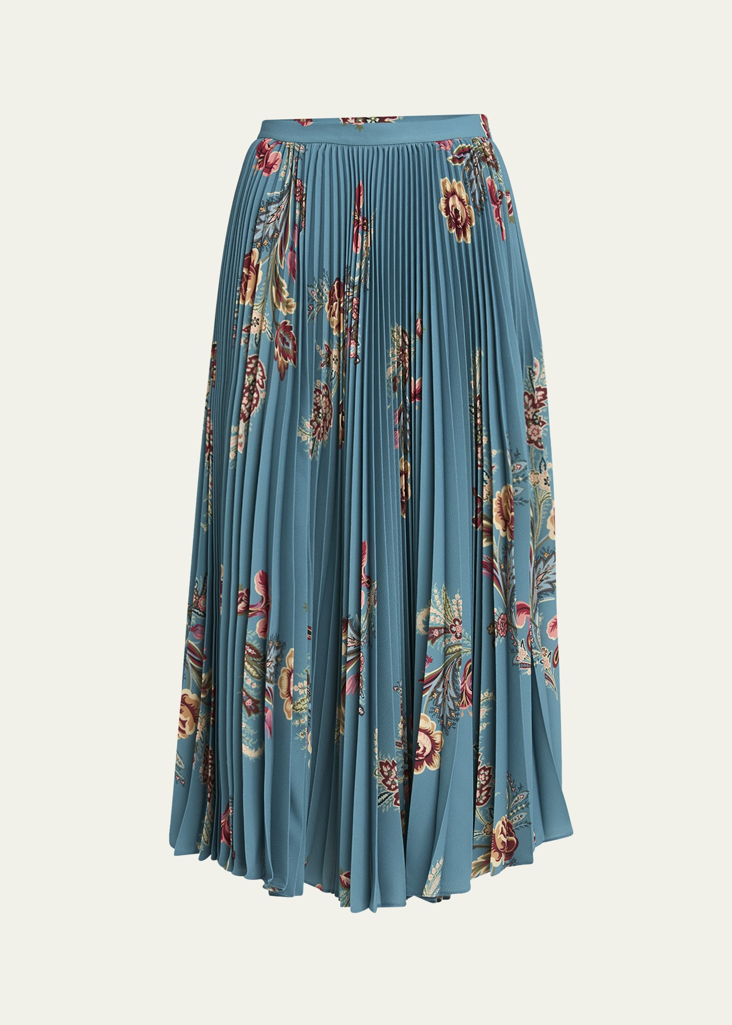 Floral Pleated A-Line Skirt - 1