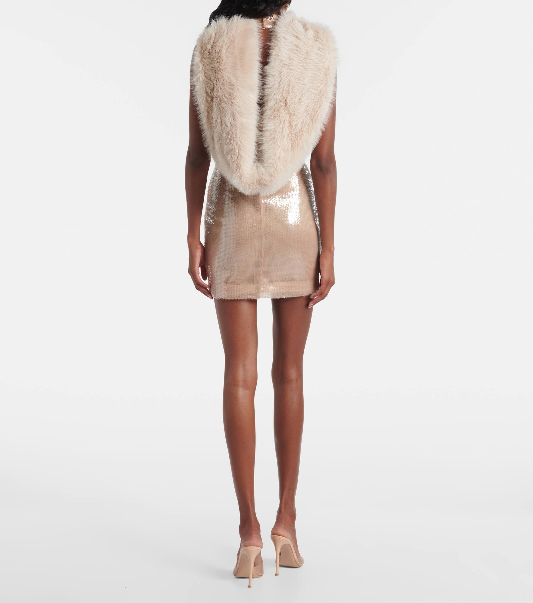 Sequined faux fur minidress - 3
