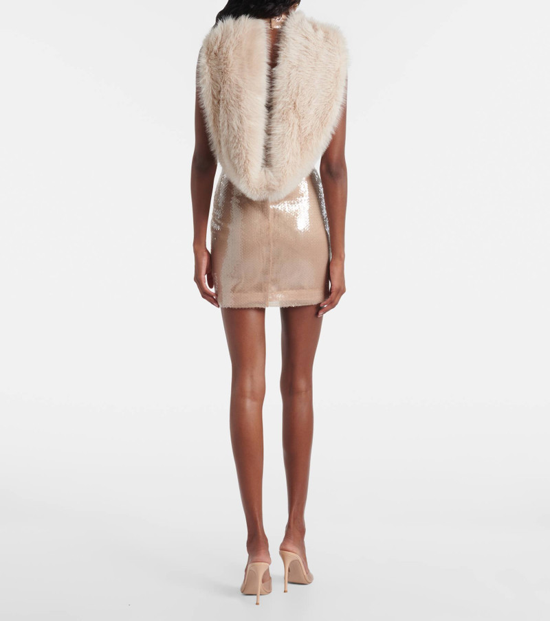 Sequined faux fur minidress 3