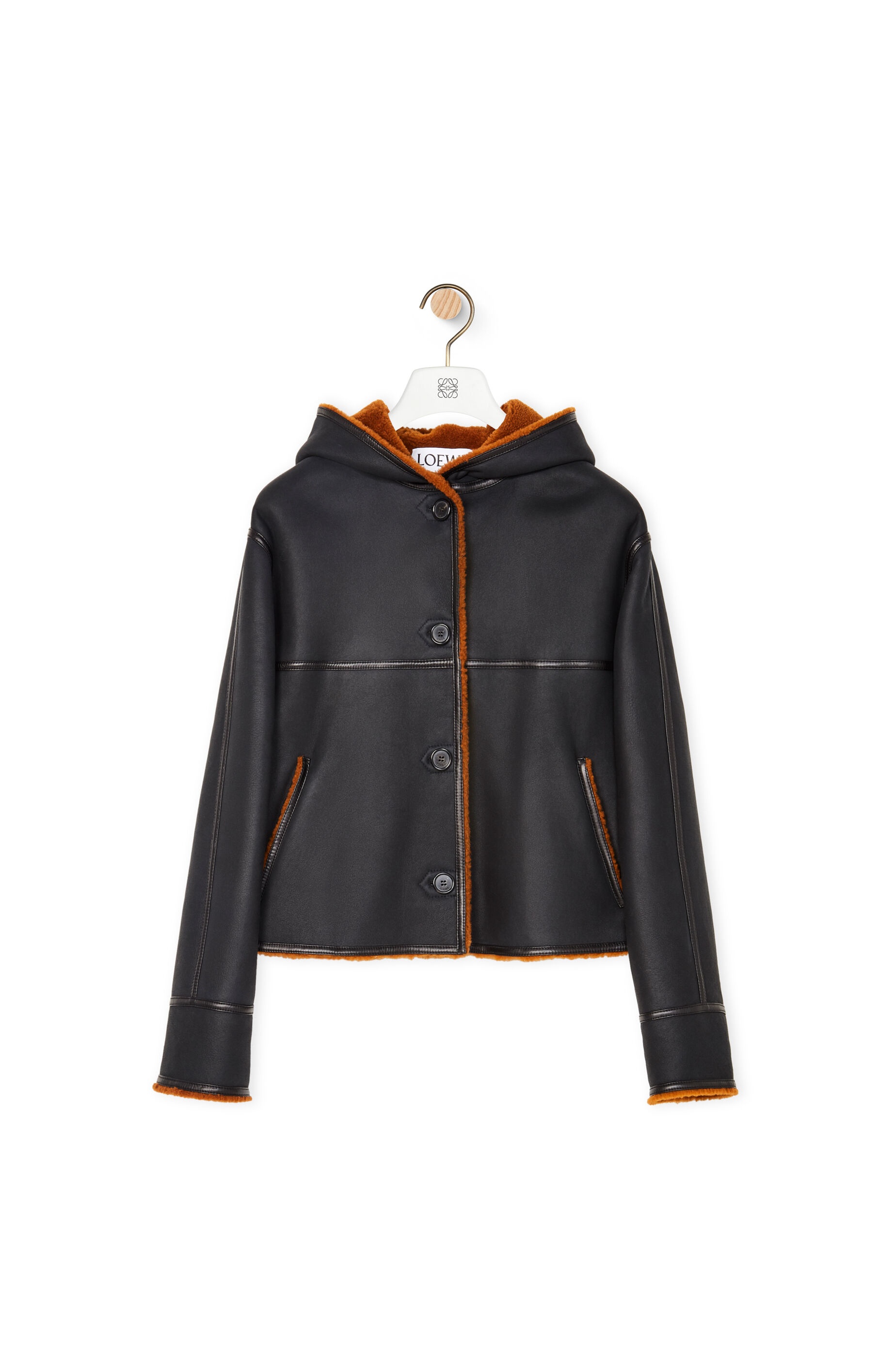 Hooded jacket in shearling - 1
