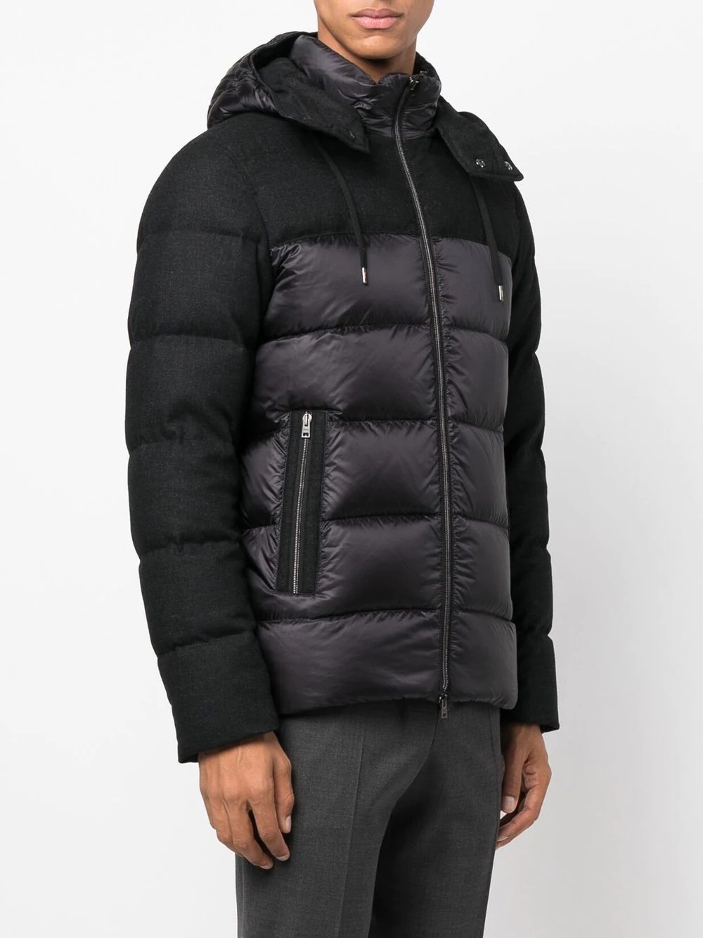 paneled hooded down jacket - 3