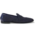 Mario Leather-Trimmed Raffia Loafers - 19