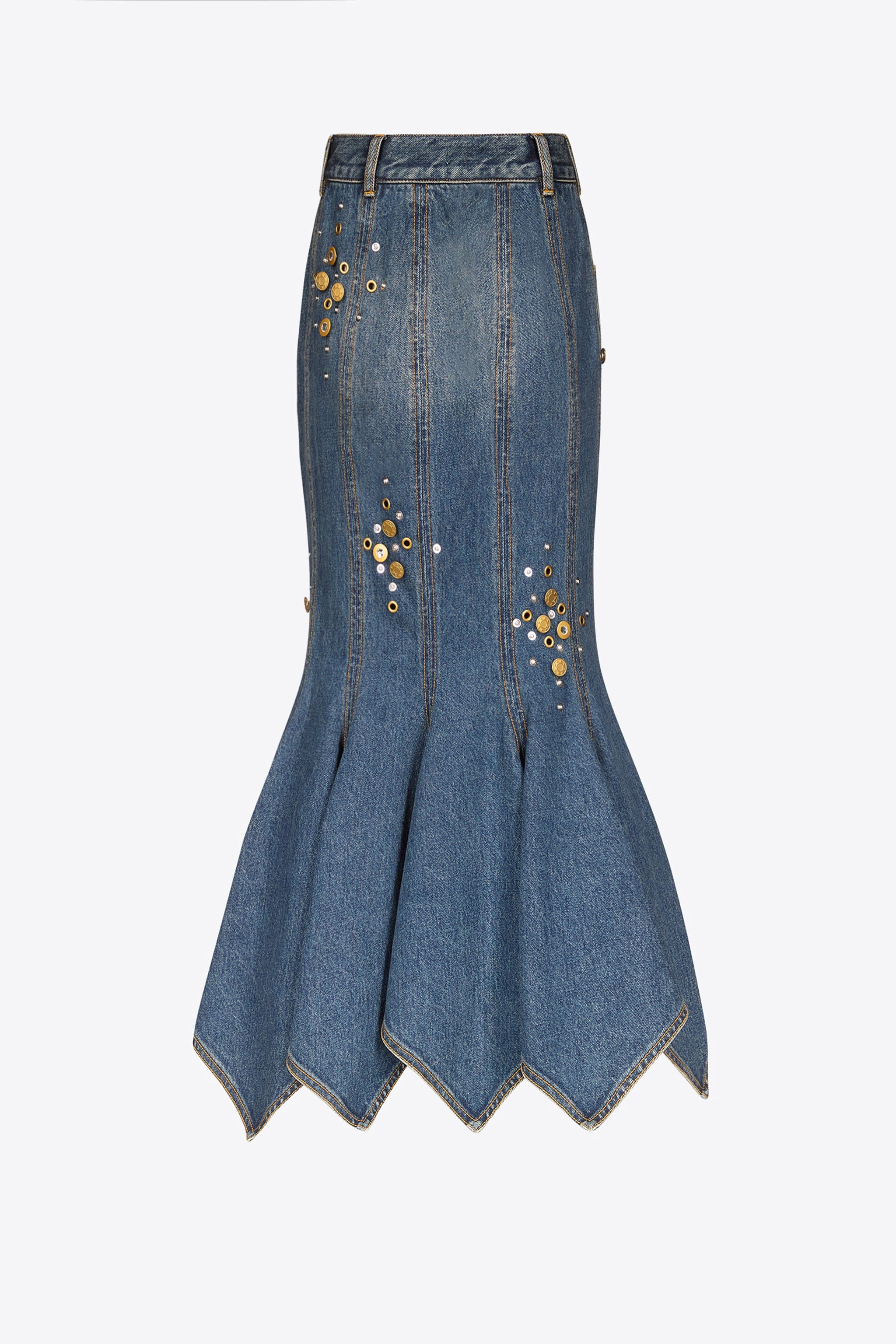 CRYSTAL BUTTON STUDDED HANDKERCHIEF SKIRT - 2