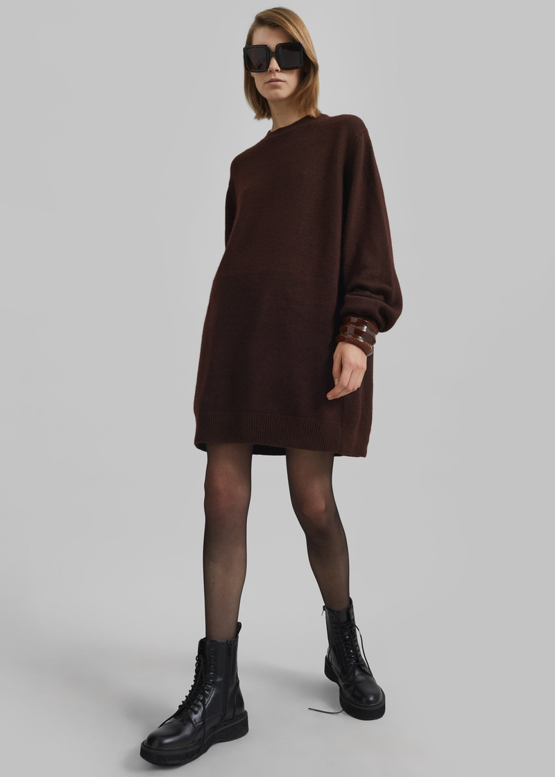 Maxime Knit Sweater Dress - Brown 1