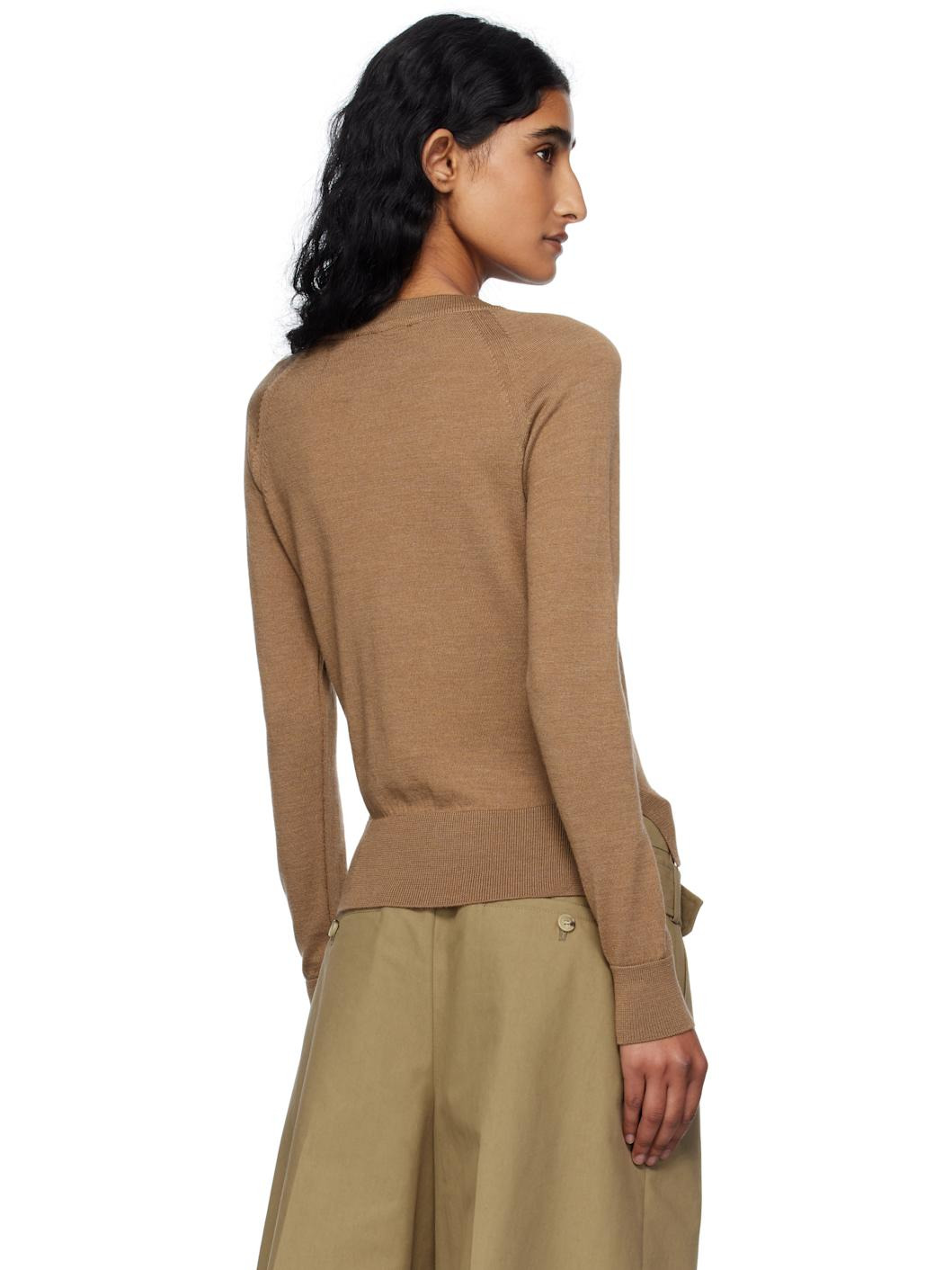 Brown Embellished Classic Sweater - 3