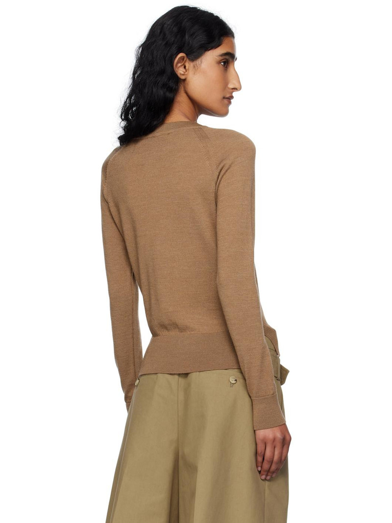 Brown Embellished Classic Sweater 3