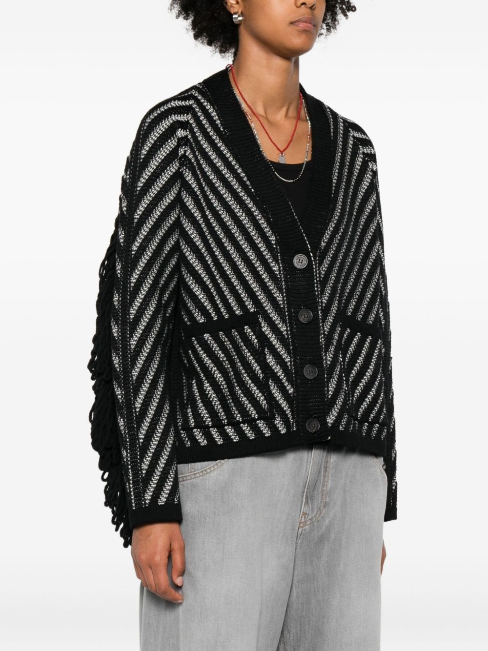 striped wool cardigan - 4