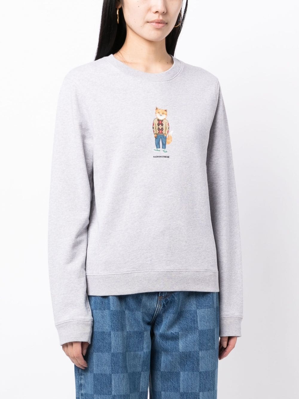 fox-print cotton sweatshirt - 3