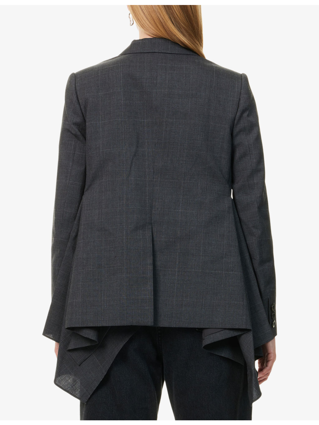 Glen-Check Pleated Wool Blazer - 4