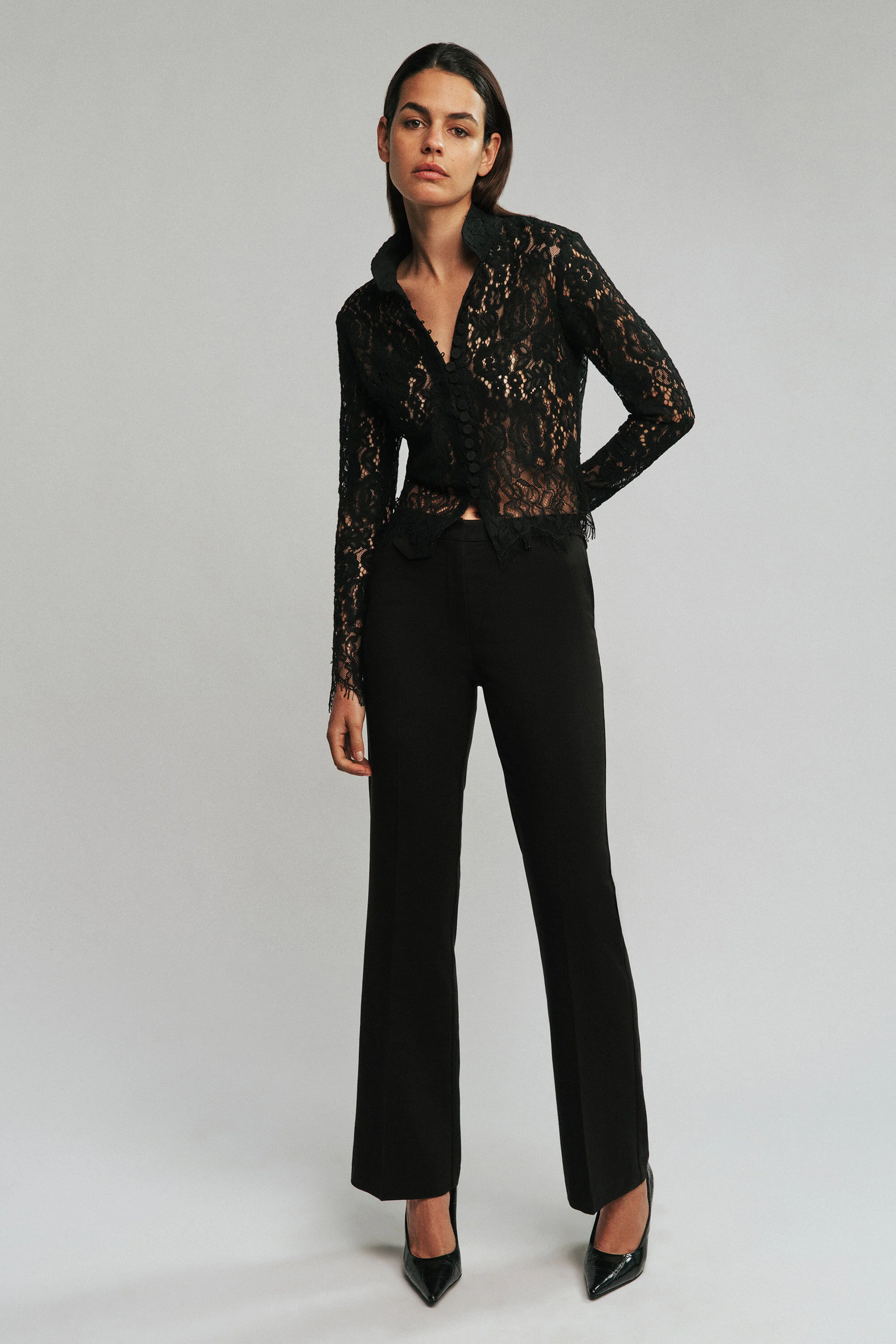 Natalie High Rise Flared Pant In Black - 1