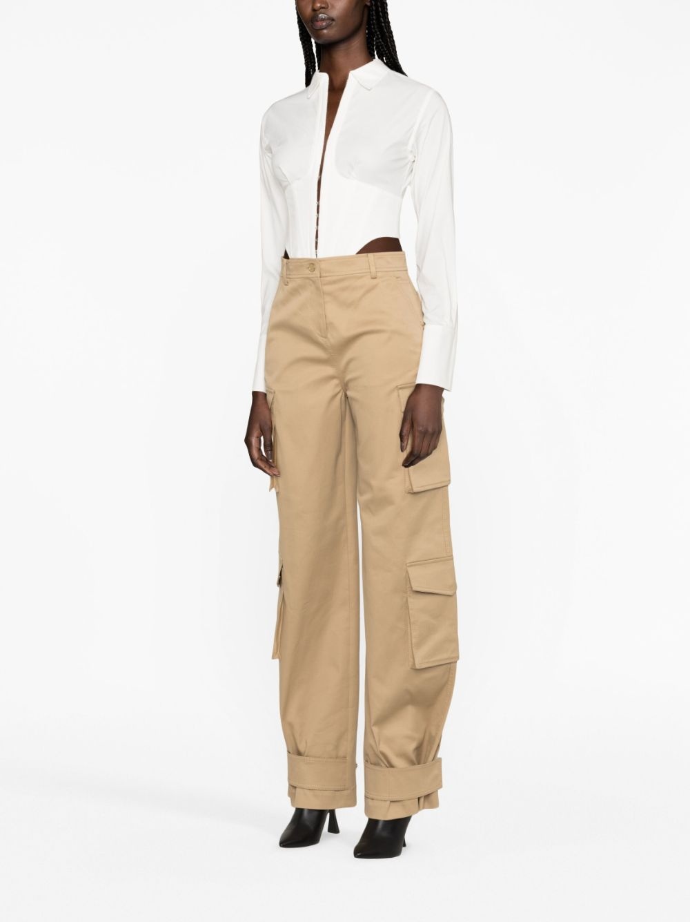 high-waisted cargo trousers - 4