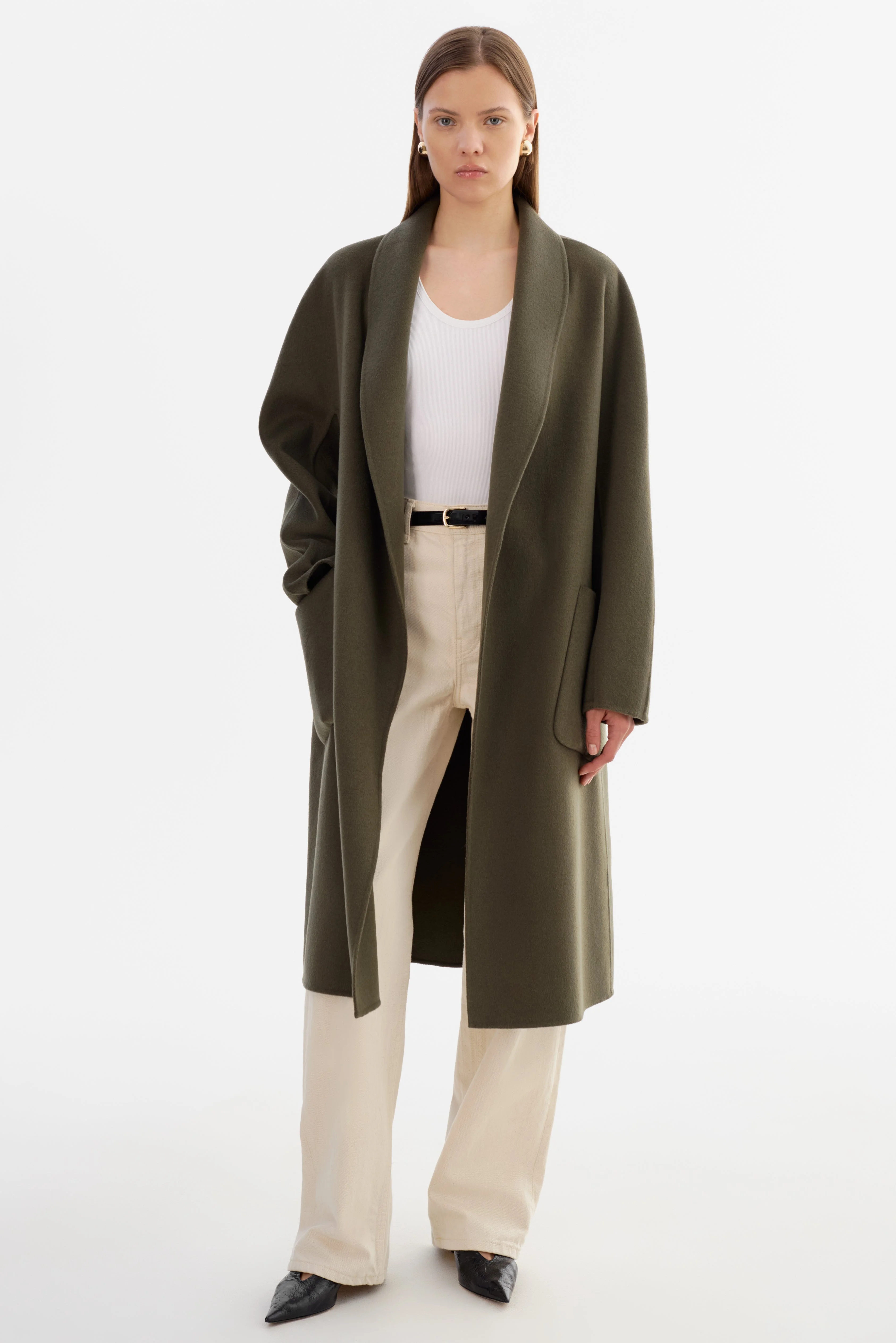 THARA | Shawl Collar Wool Coat - 1