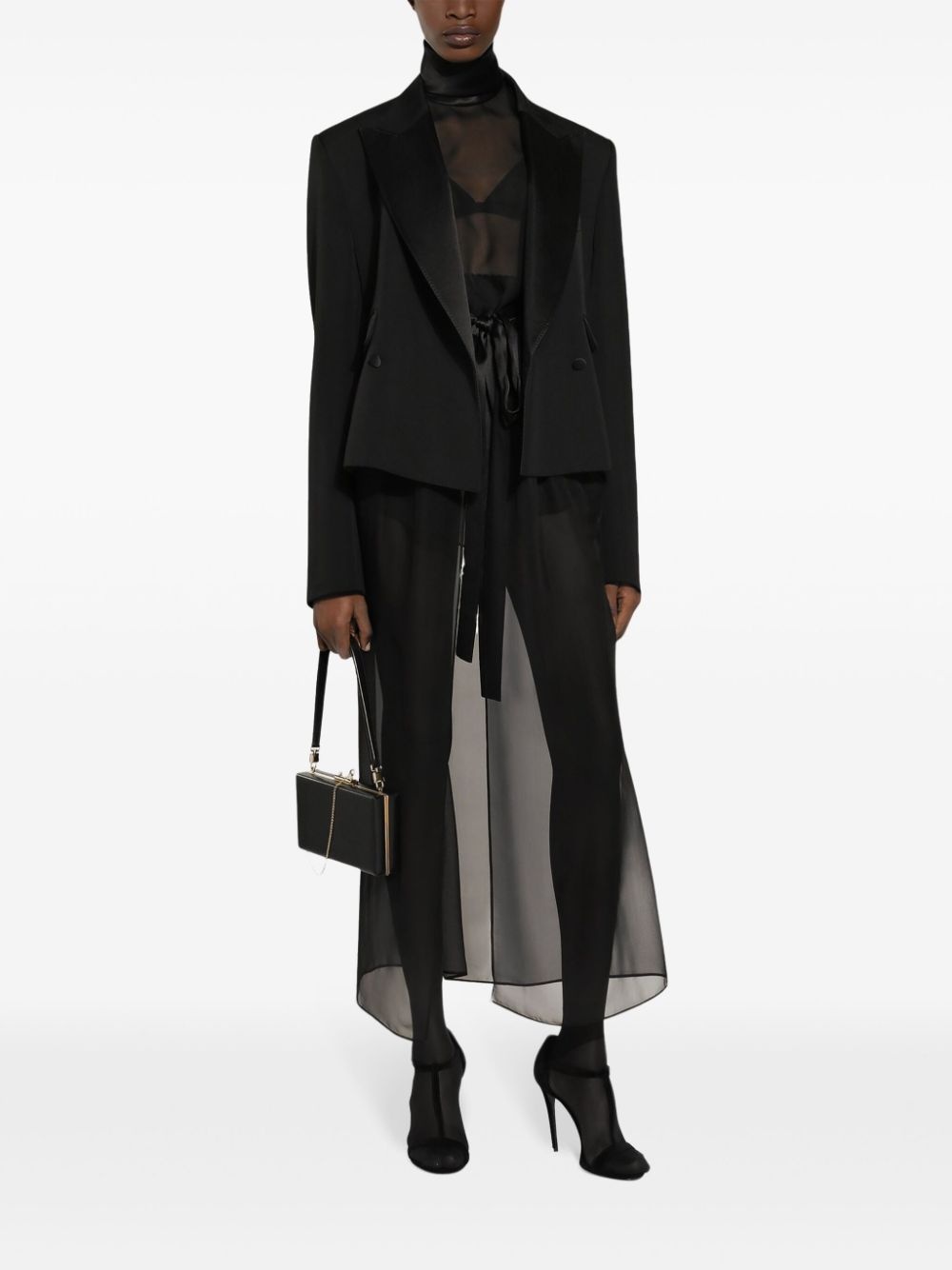 double-breasted gabardine blazer - 2
