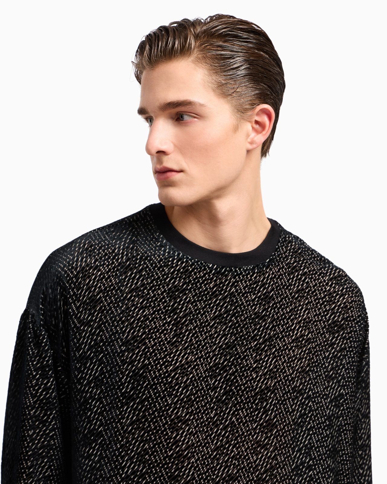 CREW-NECK SHIRT IN PRINTED VISCOSE AND SILK - 5