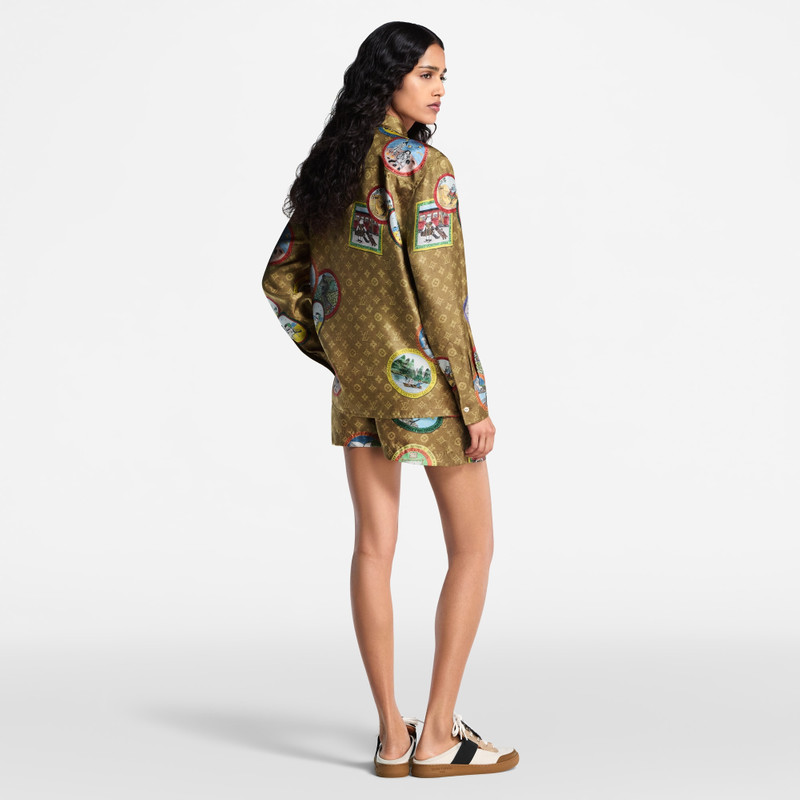 Monogram Cat Stamp Silk Shirt 5