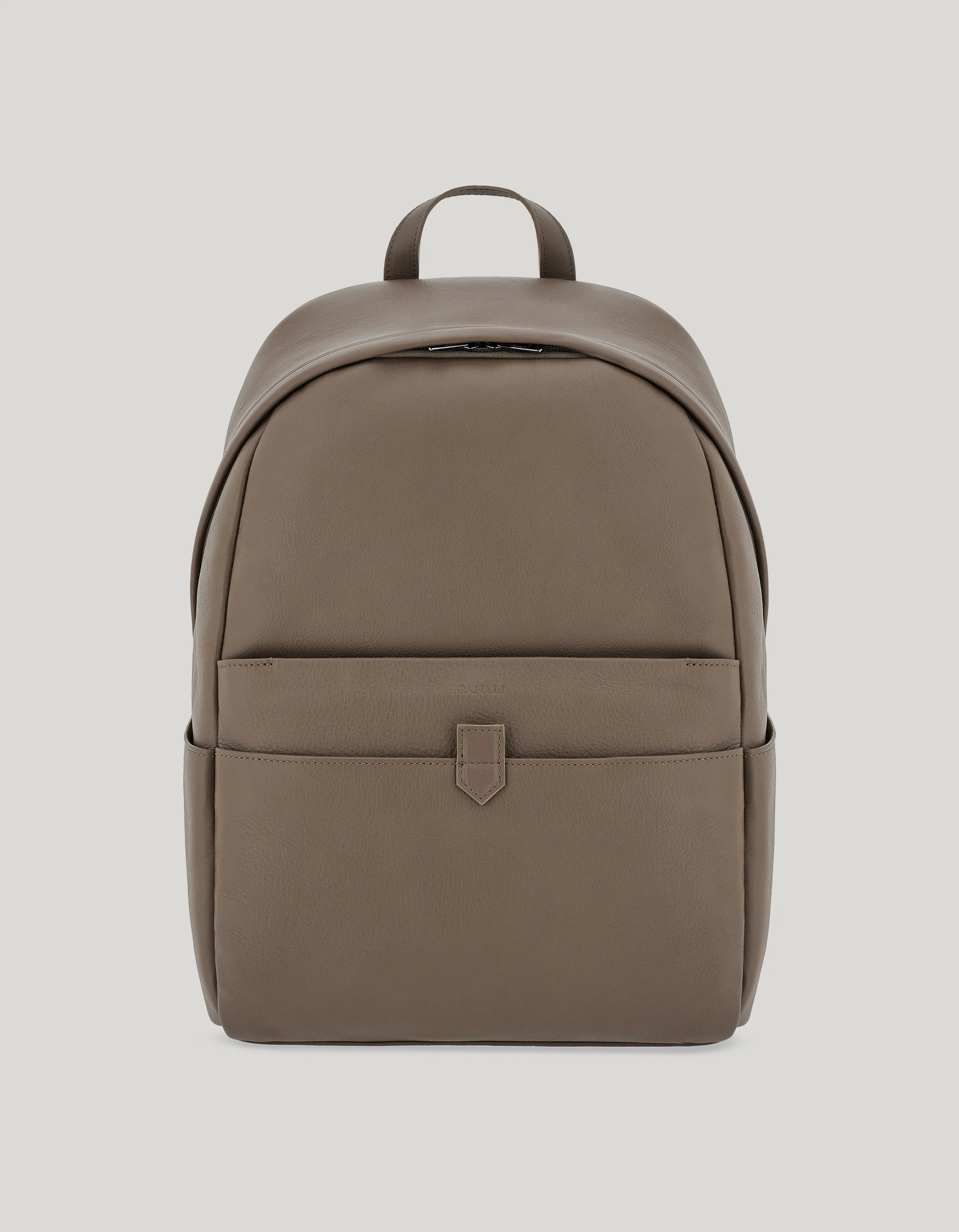 WALNUT HAMMERED CALFSKIN BACKPACK WITH FUNCTIONAL DETAILS - 1