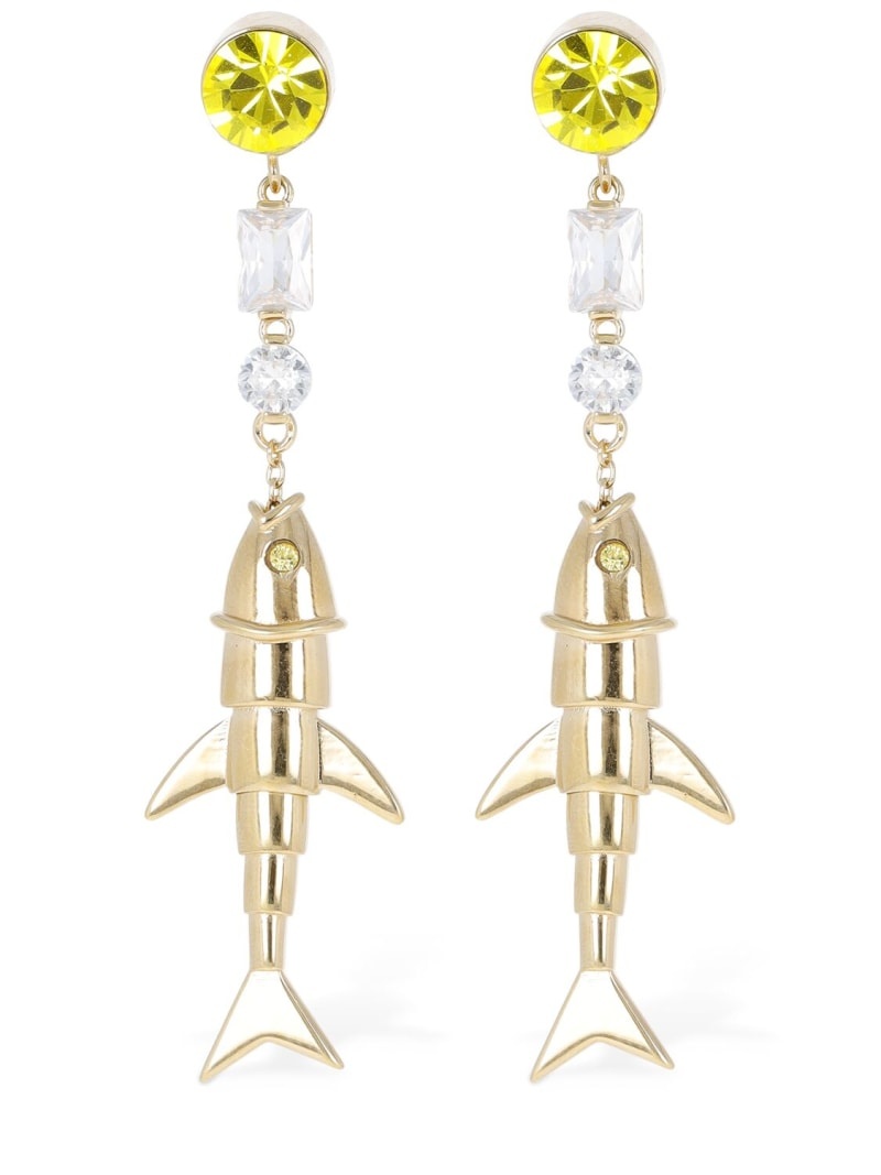 Fish crystal drop earrings - 1