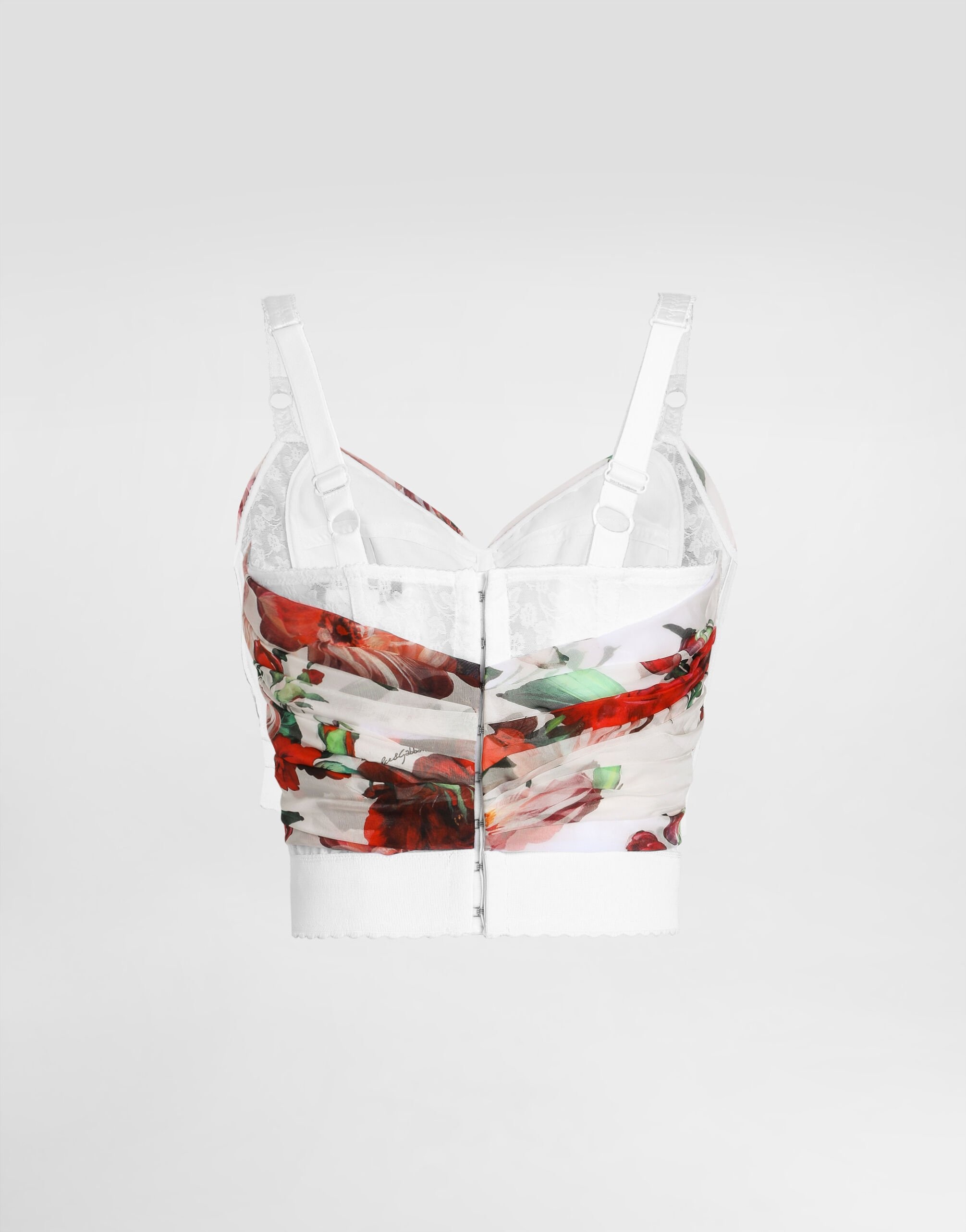 Rose-print marquisette and chiffon corset top - 5