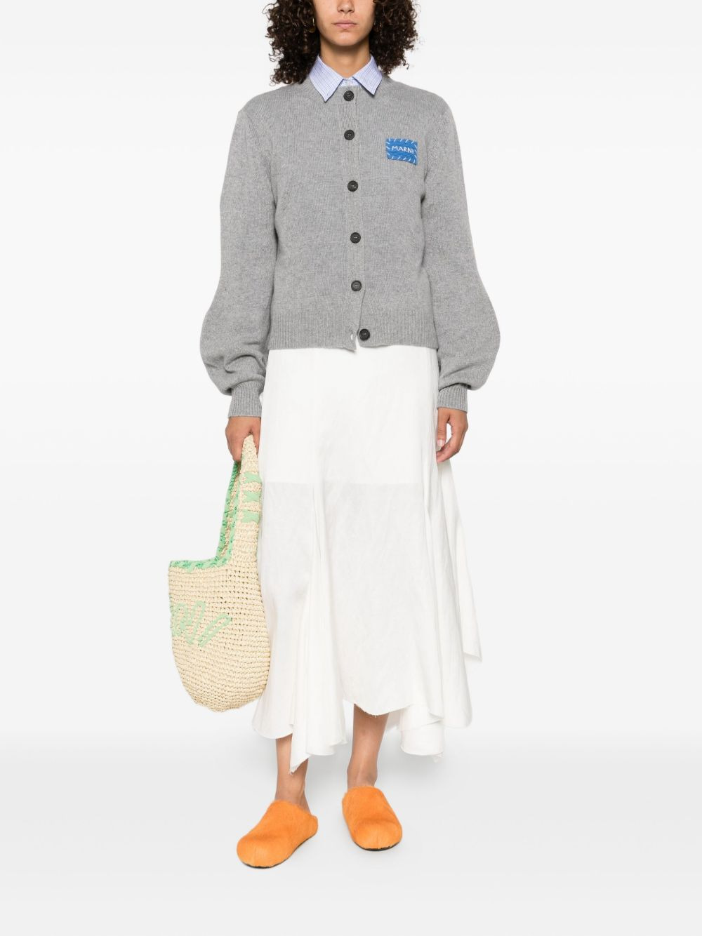 button-fastening logo-patch cardigan - 2
