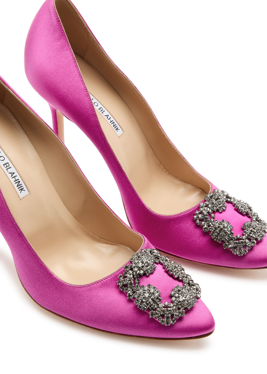Hangisi 105 fuchsia silk satin pumps - 8