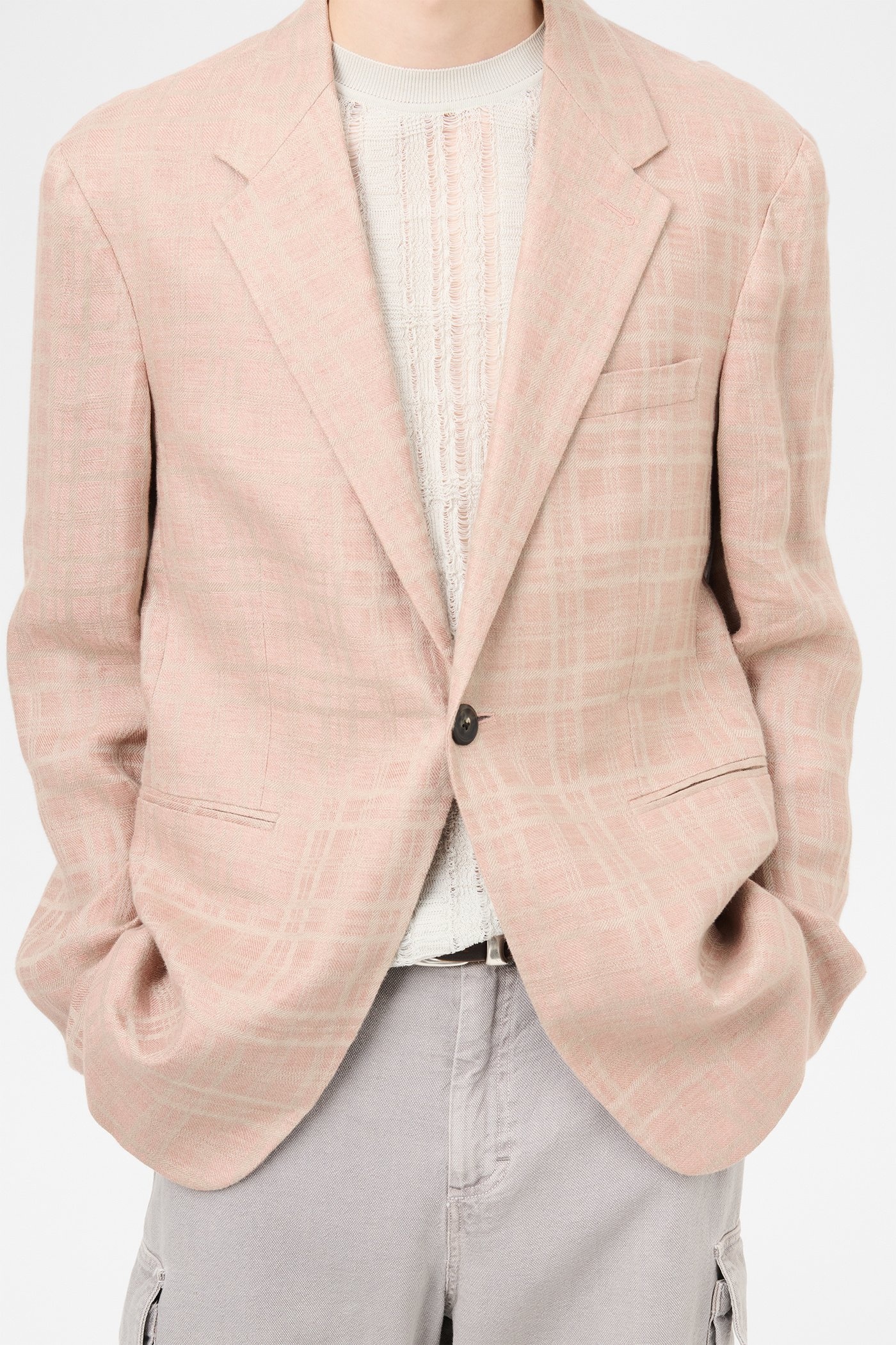 Unconstructed Shinjuku Blazer Hammock Check Crumpled Linen - 4