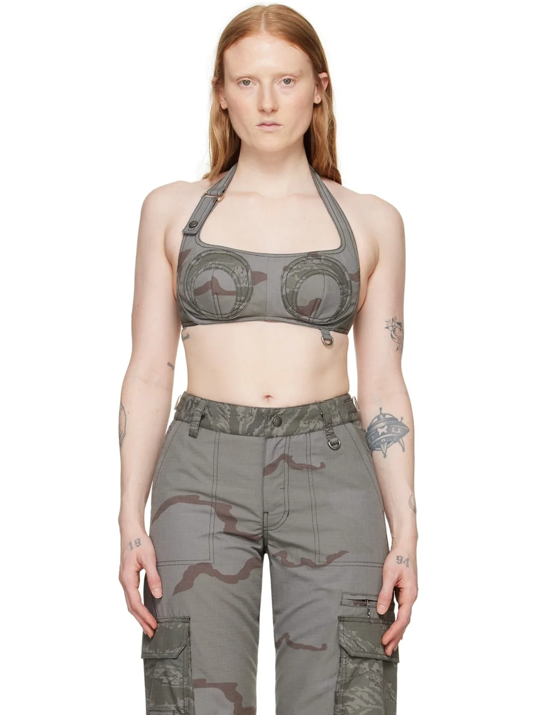 Gray Regenerated Camo Bra - 1