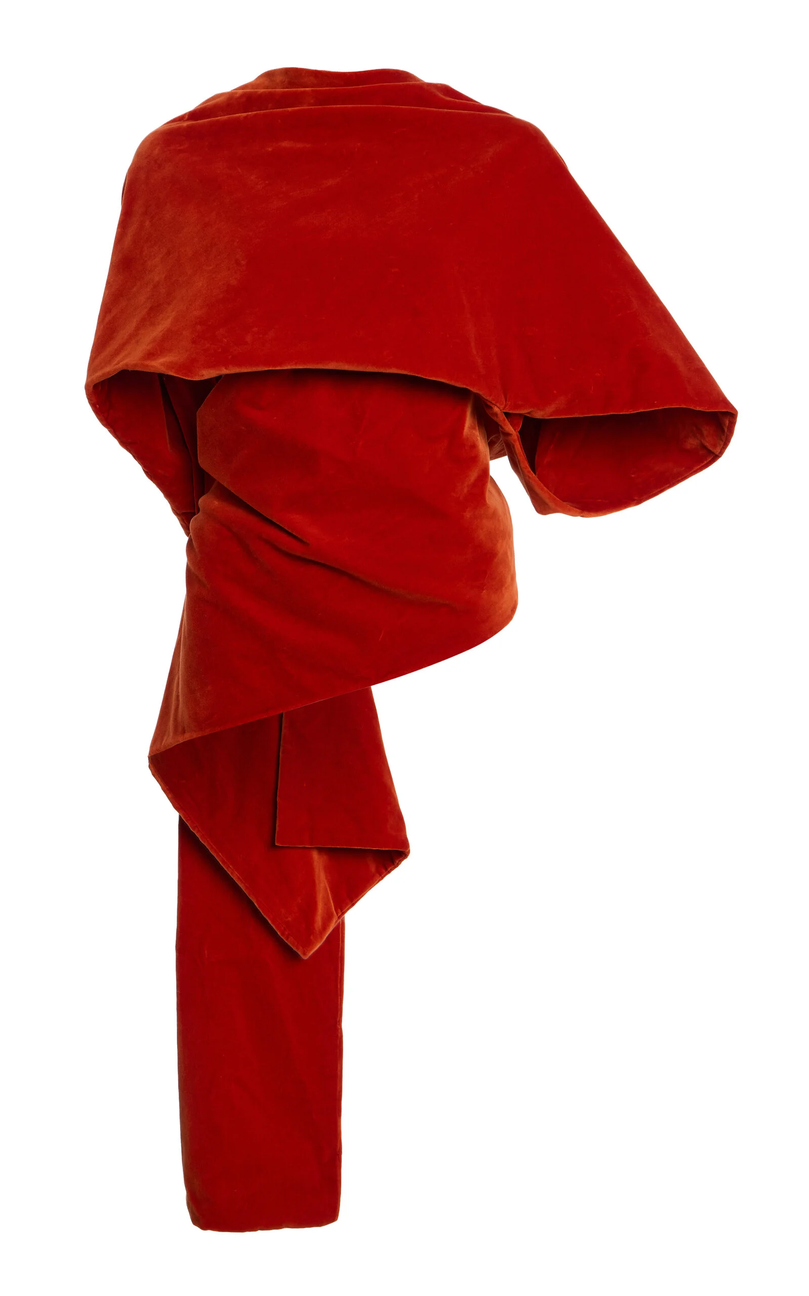 Draped Cotton Velvet Shawl Top orange - 1