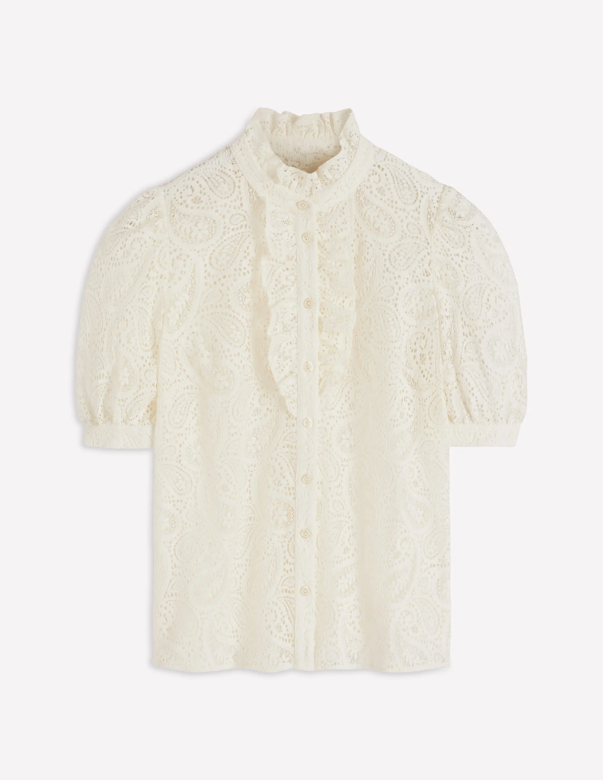 Sasha Short Sleeve Lace Top-Ivory - 1