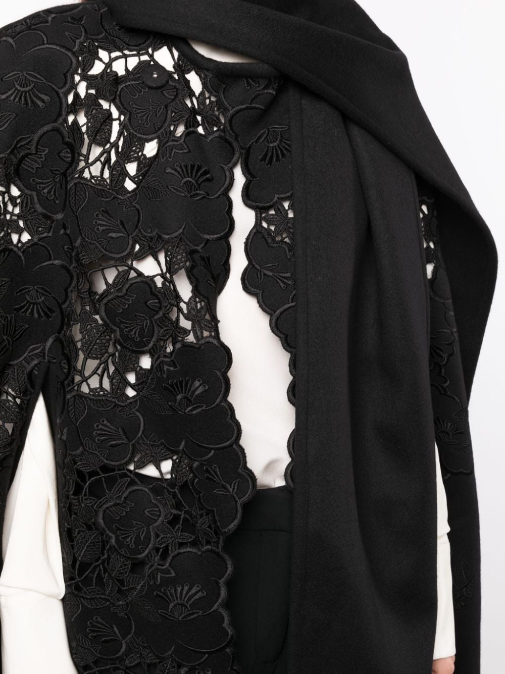floral-embroidered virgin-wool cape - 5