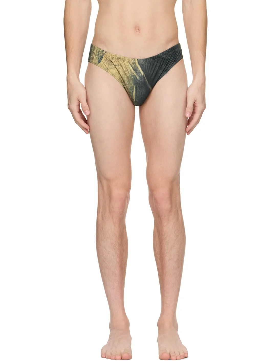 SSENSE Exclusive Navy & Yellow Body Printed Water Swim Briefs - 1