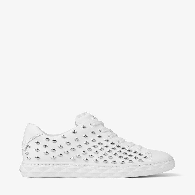 Diamond Light/F
White Nappa Low-Top Trainers with Studs 1