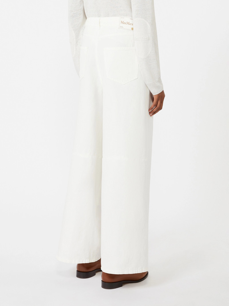 ALOA Wide-fit cotton and linen trousers - WHITE 4