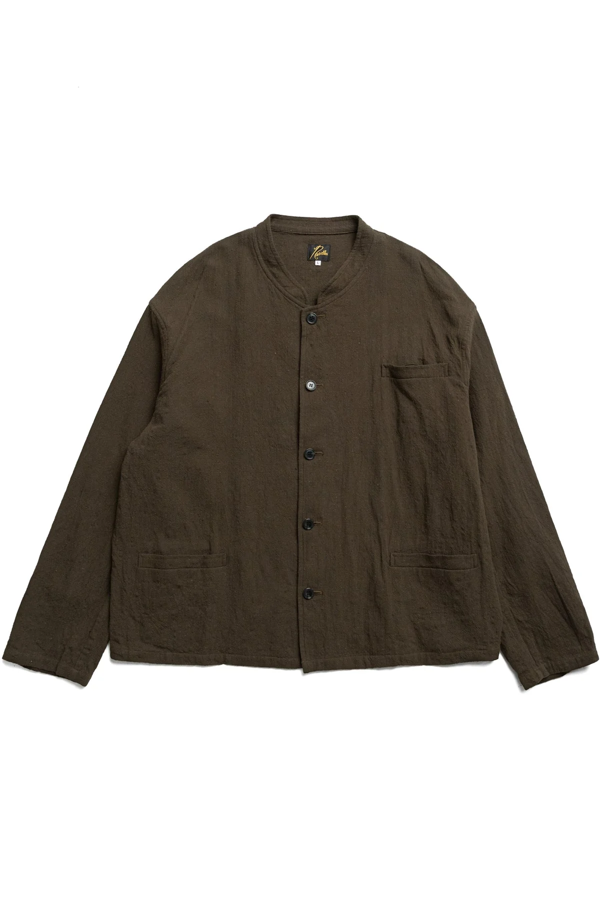 Stand Collar Uncon Jacket Slub Cloth - Olive - 1