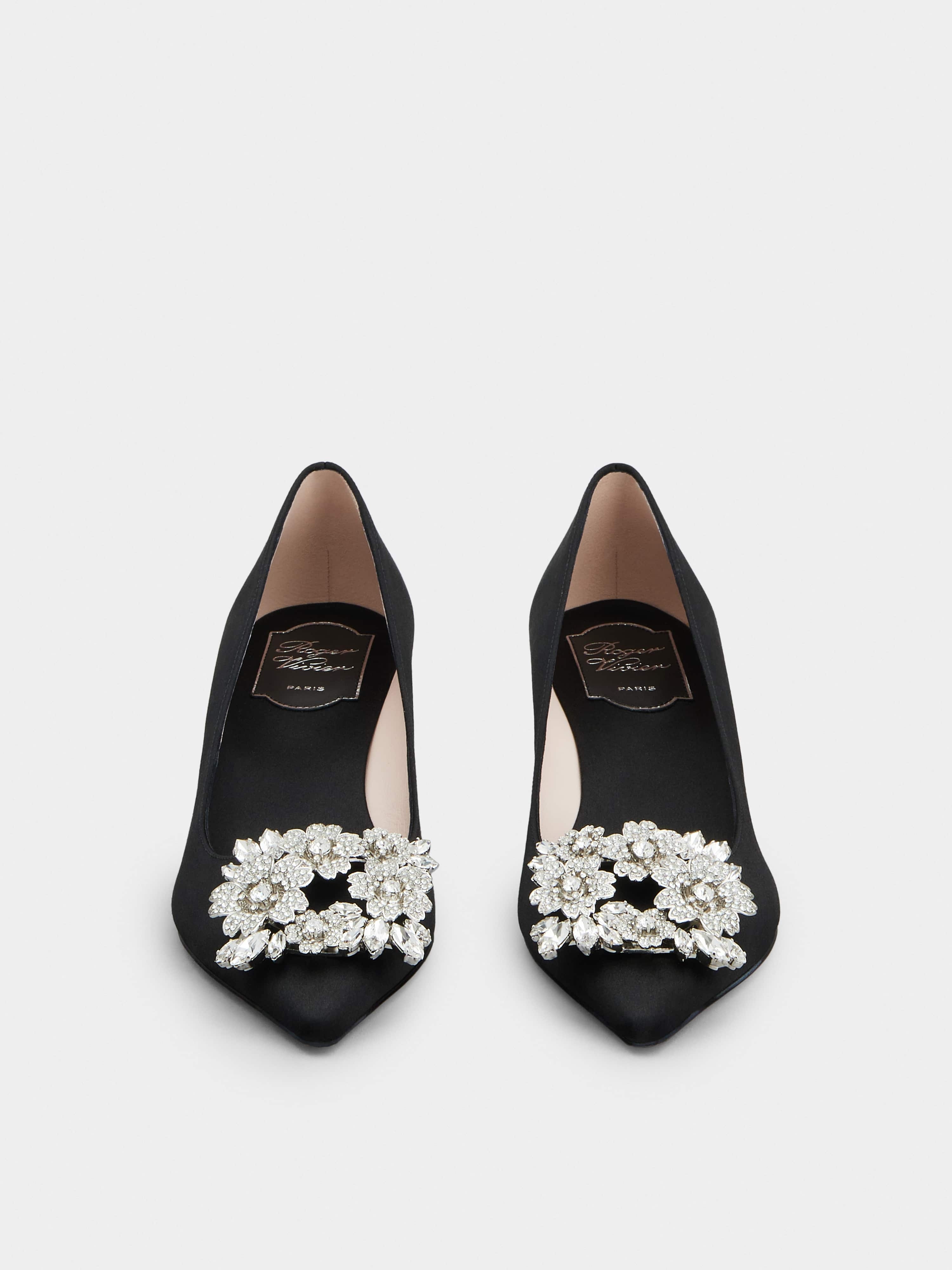RV Bouquet Strass Buckle Pumps in Satin - 7