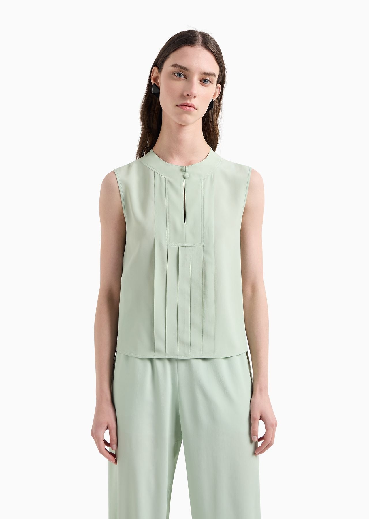 Plastron top in a silk-blend crêpe de Chine - 2