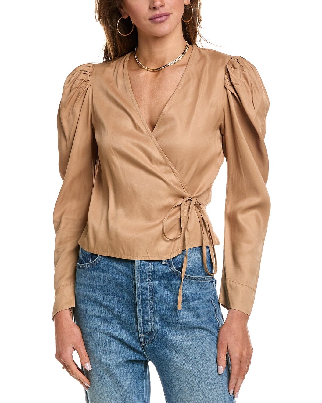 GANNI Twill Wrap Blouse - 1