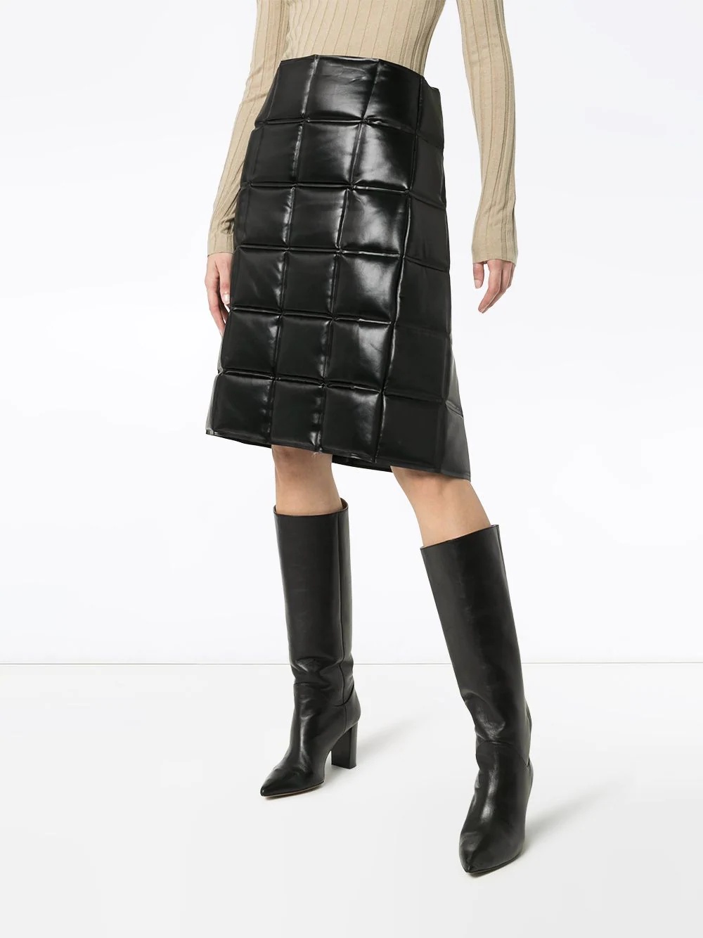 quilted wrap knee-length skirt - 3