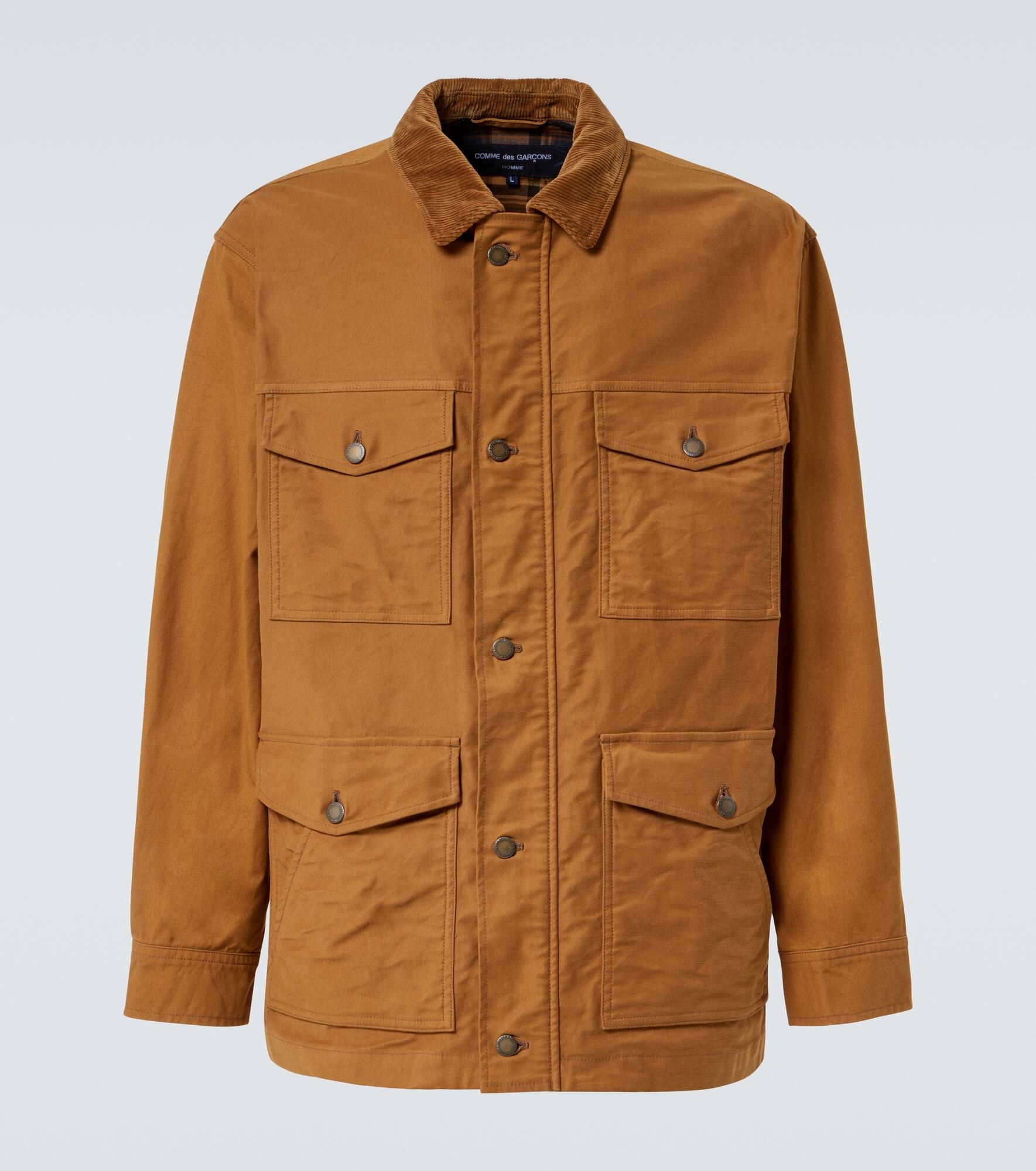 Corduroy-trimmed cotton jacket - 1