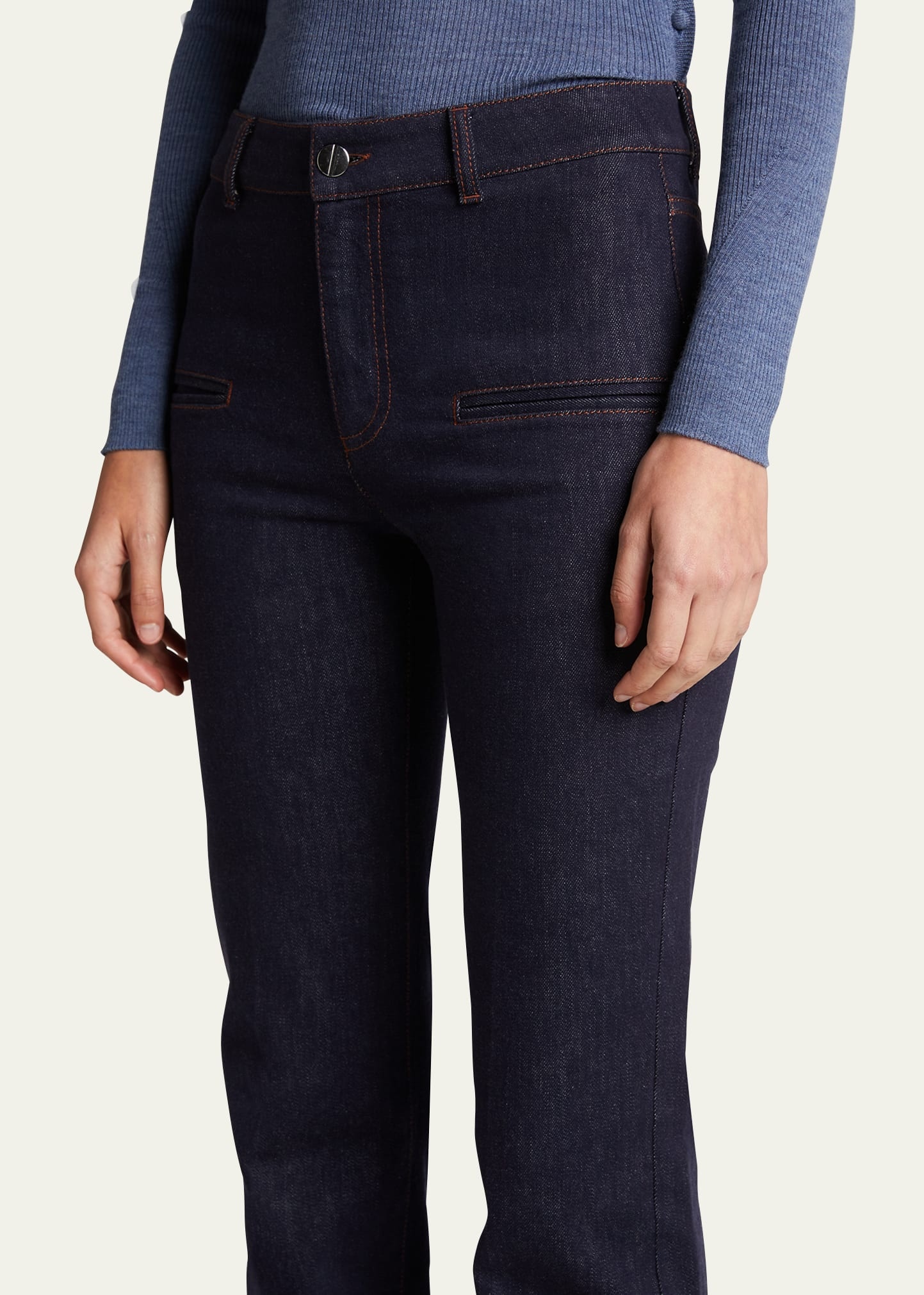 Flared Denim Pants - 5