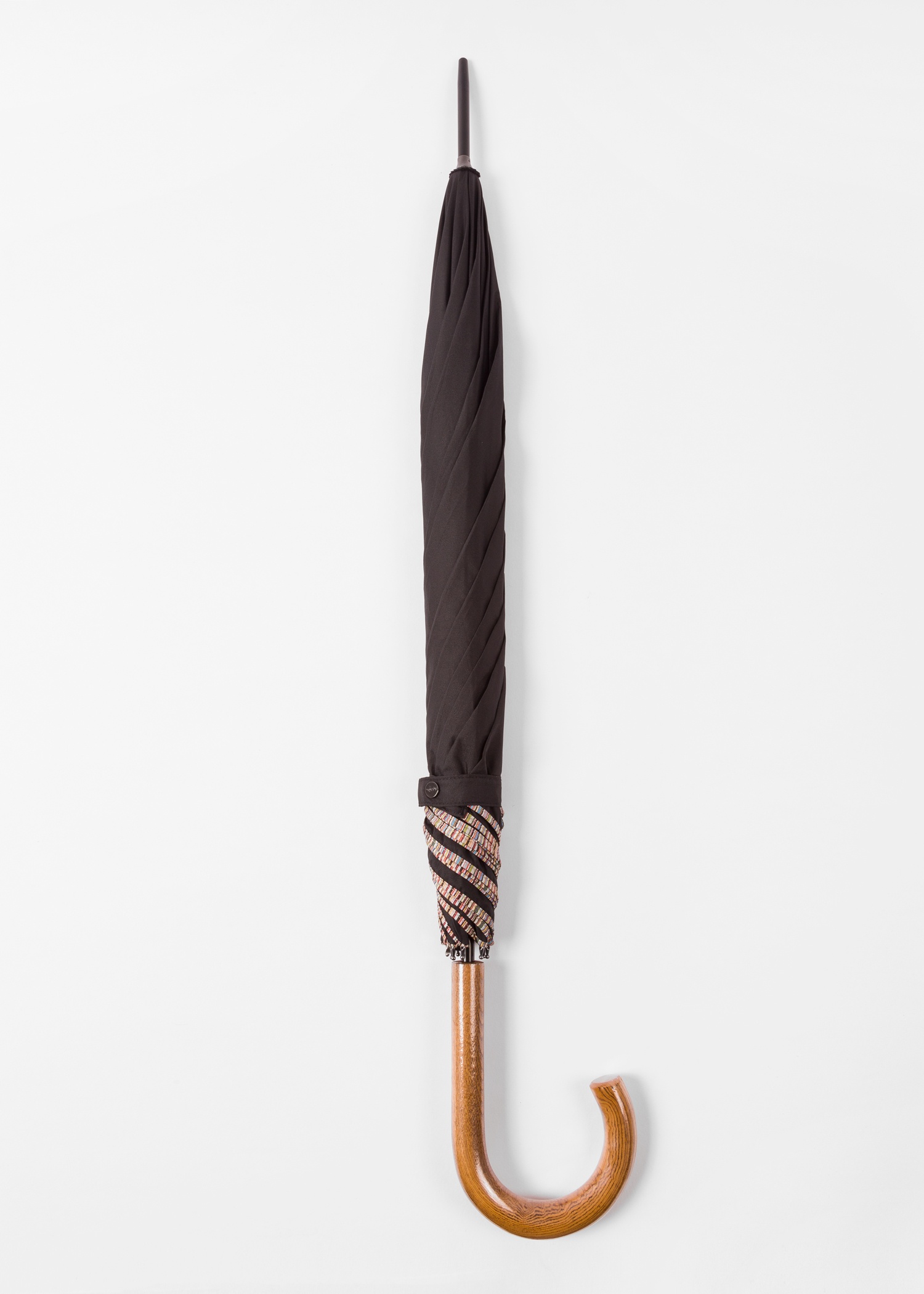 Black 'Signature Stripe' Border Walker Umbrella With Wooden Handle - 3