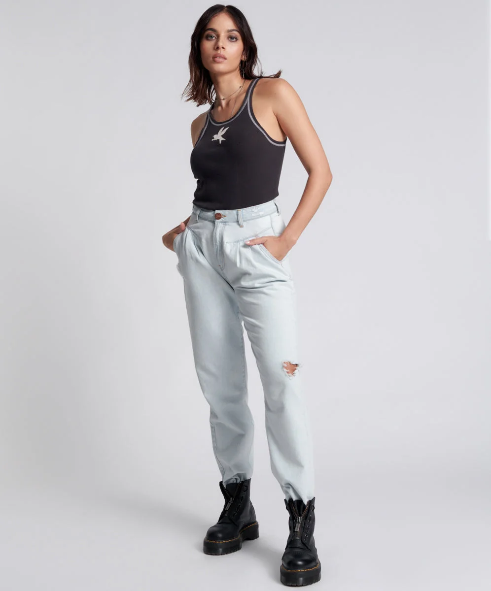 Streetwalkers High Waist Straight Leg Trouser Denim Jeans - Bel Air Blue - 1