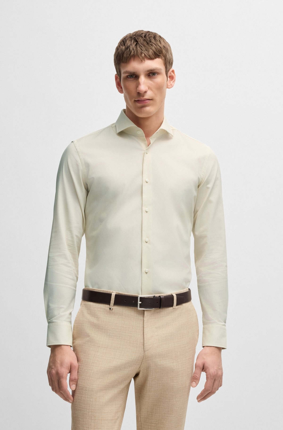 SLIM-FIT SHIRT IN EASY-IRON STRETCH COTTON - 2