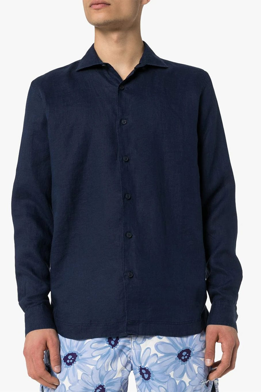 Cutaway Collar Tailored Fit Linen Giles Shirt - 2