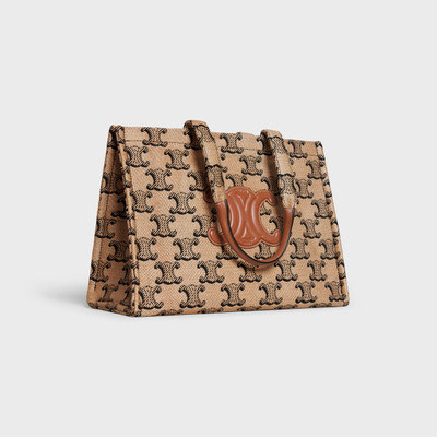 CELINE Large Cabas Thais in RAFFIA JACQUARD TRIOMPHE & CALFSKIN outlook